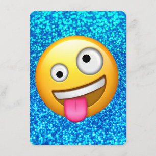 Blaue Glitter emoji Einladung
