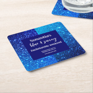Blaue Glitter-Junggesellinnen-Abschiedsparty Rechteckiger Pappuntersetzer