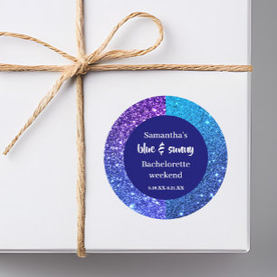 Blaue Glitter-Junggesellinnenparty Runder Aufkleber