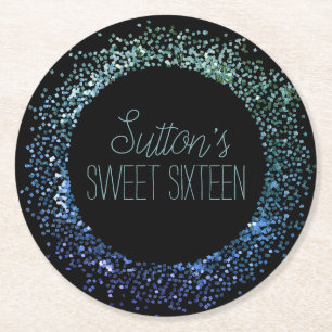 Blaue Glitter-Kreis Runder Pappuntersetzer