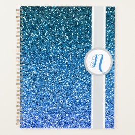 Blaue Glitter-Monogramm  Planer