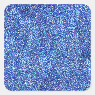 Blaue Glitter-Optik Leere Vorlage Glamourös Klassi Quadratischer Aufkleber