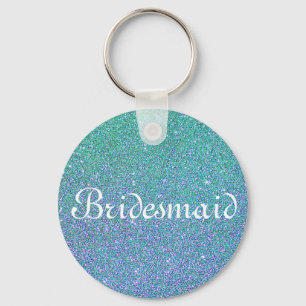 Blaue Glitter personalisierte Brautjungfer Schlüsselanhänger