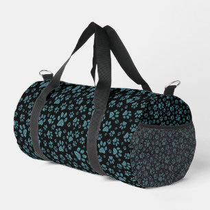 Blaue Glitter-Pfoten Funkeleffekt schwarzer Hinter Duffle Bag