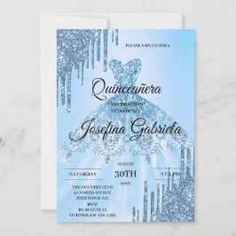 Blaue Glitter-Quinceañera-Einladung Einladung