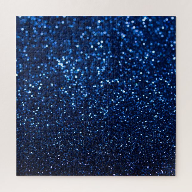 Blaue Glitter-Textur Festlicher Glanz Puzzle (Vertikal)