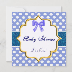 Blaue Glitter Tupfen Baby Shower Einladung