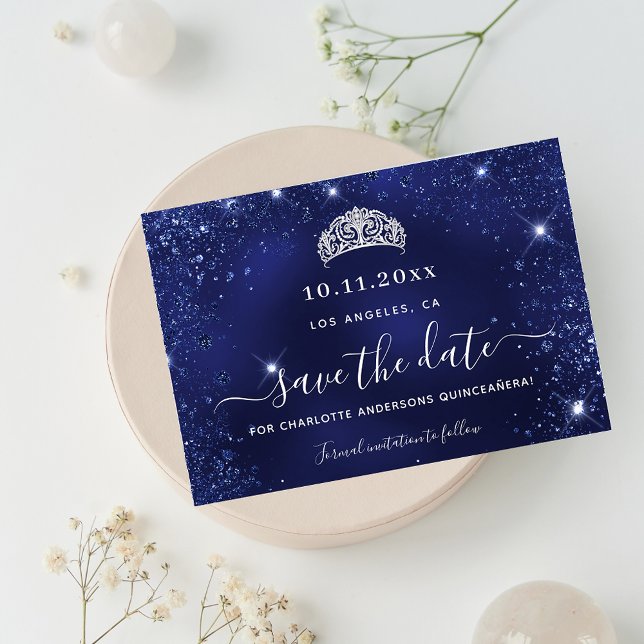 Blaue Glitzer aus Quinceanera Glitzern Save The Date (Von Creator hochgeladen)