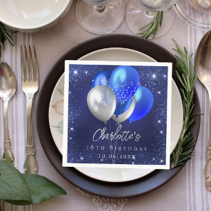 Blaue Glitzer-Ballons Serviette