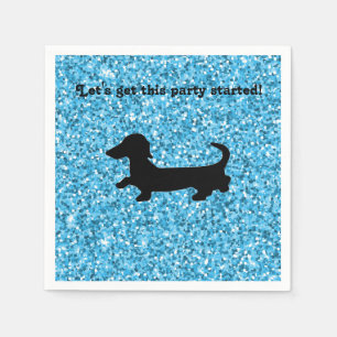 Blaue Glitzer-Dackel-Papierservietten Serviette