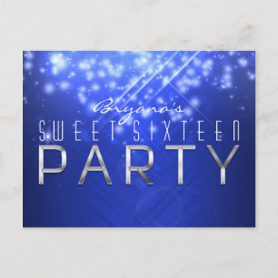 Blaue Glitzer Glam Club Vibe PARTY Postkarte