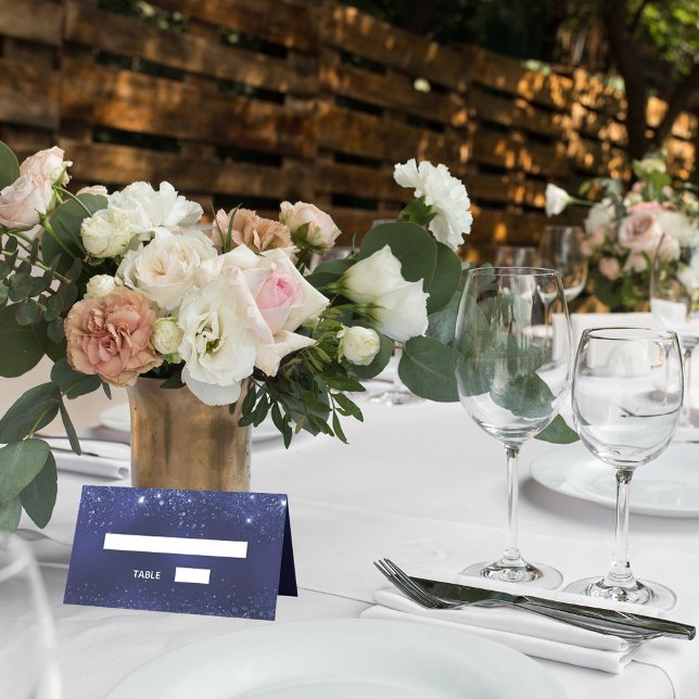 Blaue Glitzer Glitzern heiraten Platzkarte (Von Creator hochgeladen)