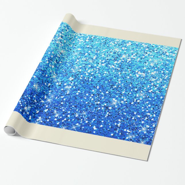 Blaue Glitzer Glitzern Textur Geschenkpapier (Ungerollt)