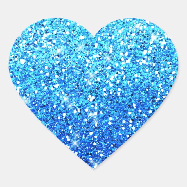 Blaue Glitzer Glitzern Textur Herz-Aufkleber (Vorderseite)