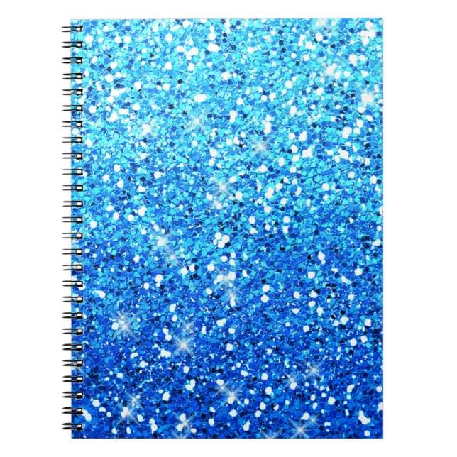Blaue Glitzer Glitzern Textur Notizblock (Vorderseite)