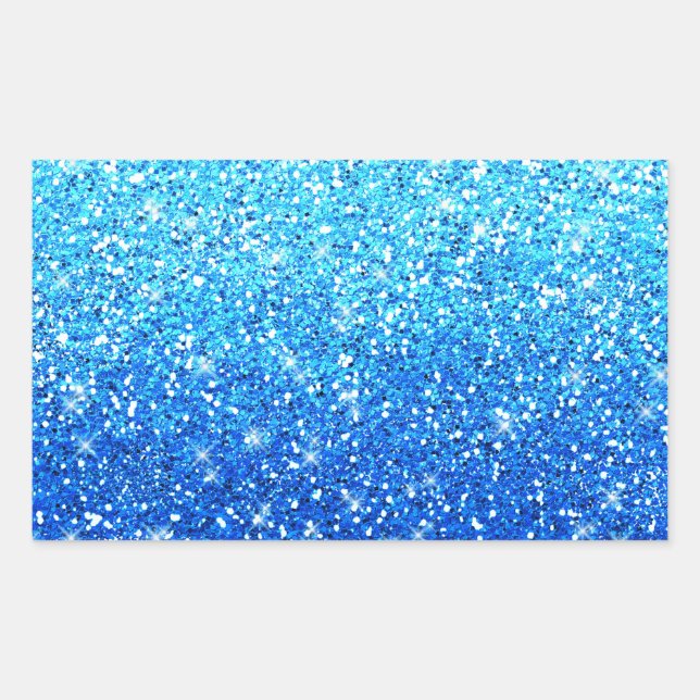 Blaue Glitzer Glitzern Textur Rechteckiger Aufkleber (Vorderseite)