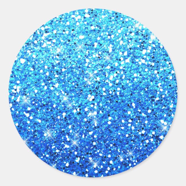 Blaue Glitzer Glitzern Textur Runder Aufkleber (Vorderseite)