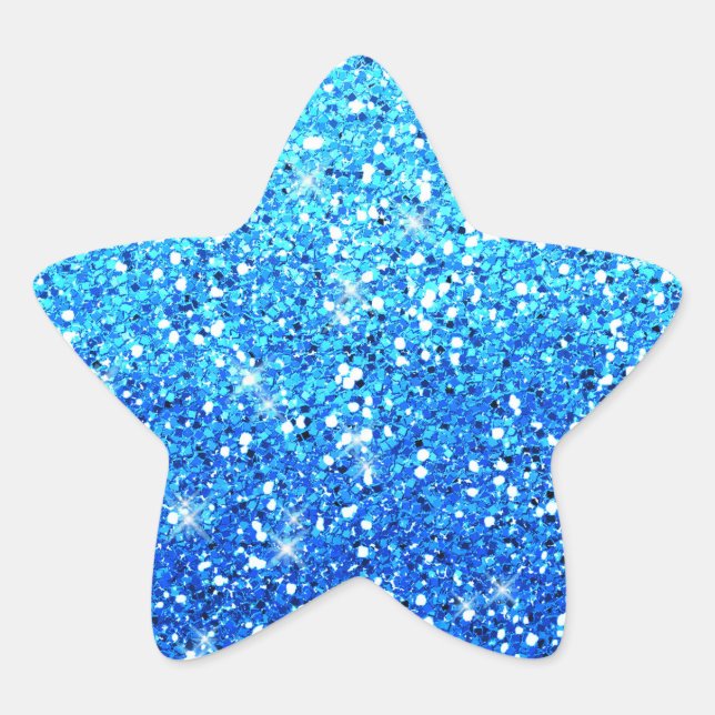 Blaue Glitzer Glitzern Textur Stern-Aufkleber (Vorderseite)