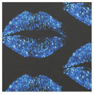 Blaue Glitzer-Lippen #2 Stoff