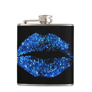 Blaue Glitzer-Lippen Flachmann