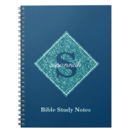 Blaue Glitzer-Monogramm-Bibelstudien-Notizbuch Notizblock