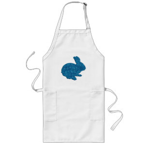 Blaue Glitzer‑Silhouette‑Osterhasen‑Schürze Lange Schürze