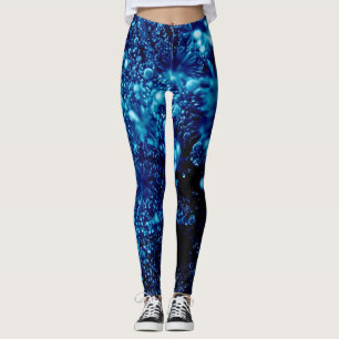 Blaue Glitzern Abstrakt Gefrierbläschen Leggings