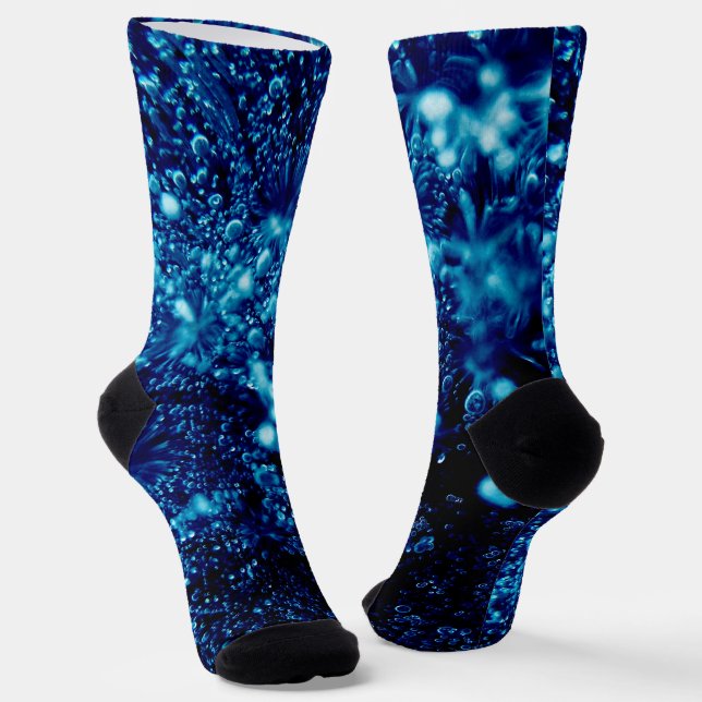Blaue Glitzern Abstrakt Gefrierbläschen Socken (Gewinkelt)