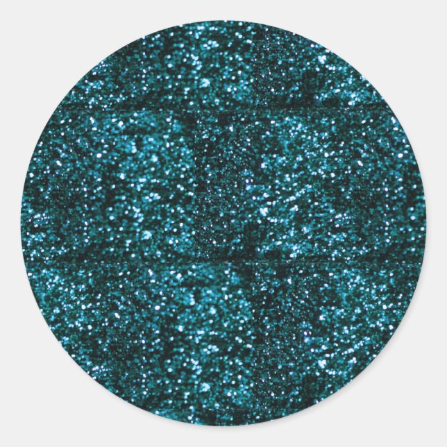 Blaue Glitzern Runder Aufkleber (Vorderseite)