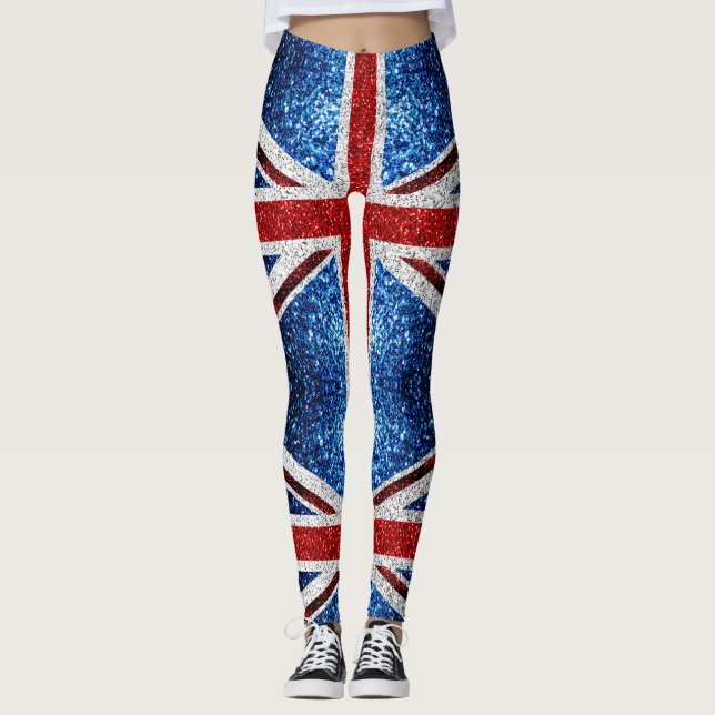 Blaue Glitzern unter der Flagge des Vereinigten Kö Leggings (Vorderseite)