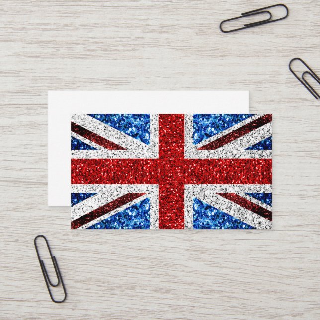Blaue Glitzern unter der Flagge des Vereinigten Kö Visitenkarte (Vorderseite/Rückseite Beispiel)