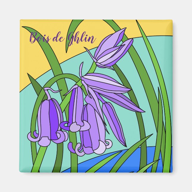 Blaue Glocken im Wald Magnet (Vorne)