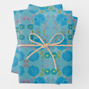 Blaue Glockenblumen-Blumenverpackungspapier Geschenkpapier Set