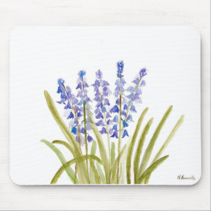 Blaue Glockenblumen elegante Aquarellmalerei Mousepad