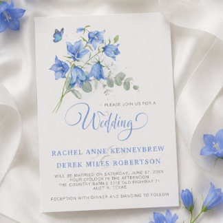 Blaue Glockenblumen-Hochzeitseinladung Einladung