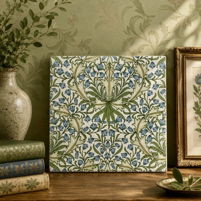 Blaue Glockenblumen im Vintage-Stil Fliese (Von Creator hochgeladen)