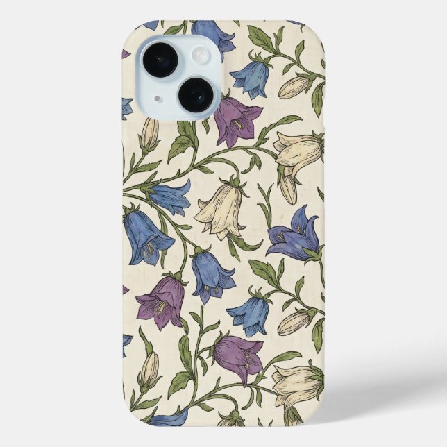 Blaue Glockenblumen-Muster - Ästhetische botanisch Case-Mate iPhone Hülle (Rückseite)