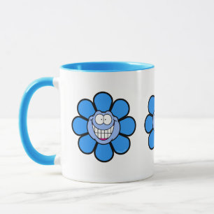 Blaue glückliche Fratze großes Lächeln Screwball-G Tasse
