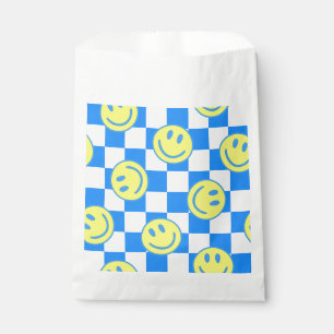 blaue glückliche Gesicht check groovy Geschenktütchen