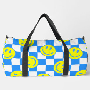 blaue glückliche Gesicht-Prüfung groovy Duffle Bag