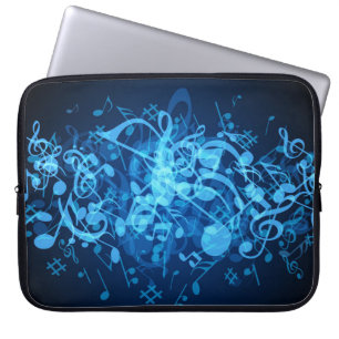 Blaue Glühen-Musiknoten-Muster-Laptop-Hülse Laptopschutzhülle