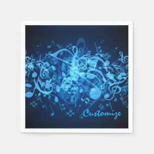 Blaue Glühen-Musiknoten-Servietten Serviette