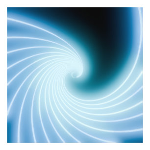 Blaue glühende Neon-Linienkunstwelle Fotodruck