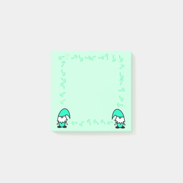 Blaue Gnome mit Pilzen Post-it Klebezettel (Vorderseite)