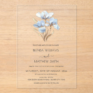 Blaue Gold 3D Blumen  Acryleinladungen