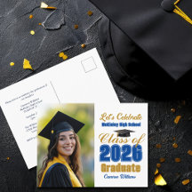 Blaue Gold-Abschlussklasse 2026 Foto-Abschlussfeie