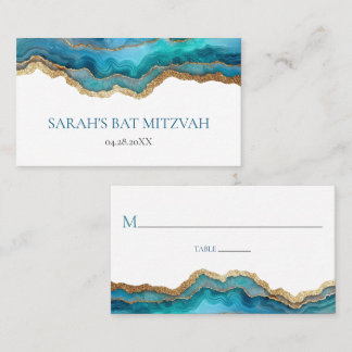 Blaue Gold-Achat-Bar-Mizwa-Platzkarte Platzkarte