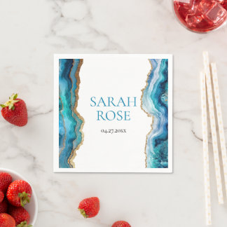 Blaue Gold-Achat-Bat- oder Bar-Mizwa Serviette