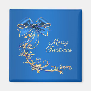 Blaue Gold-Blumen-Feiertagsmagnet Magnet