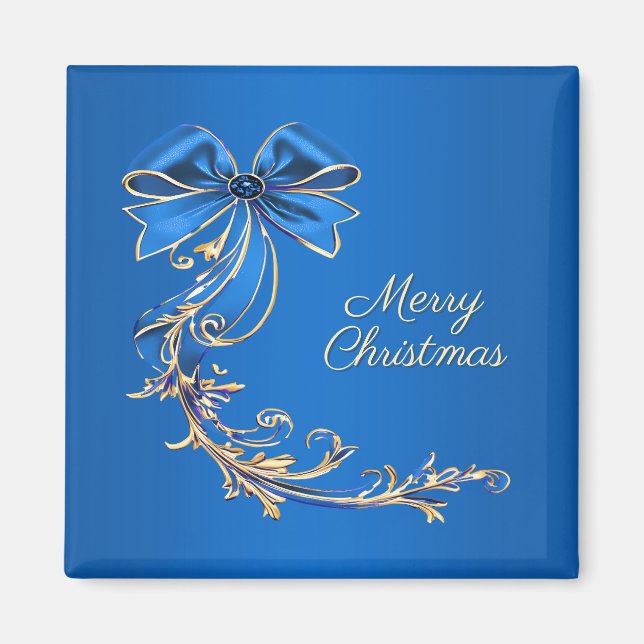 Blaue Gold-Blumen-Feiertagsmagnet Magnet (Vorne)